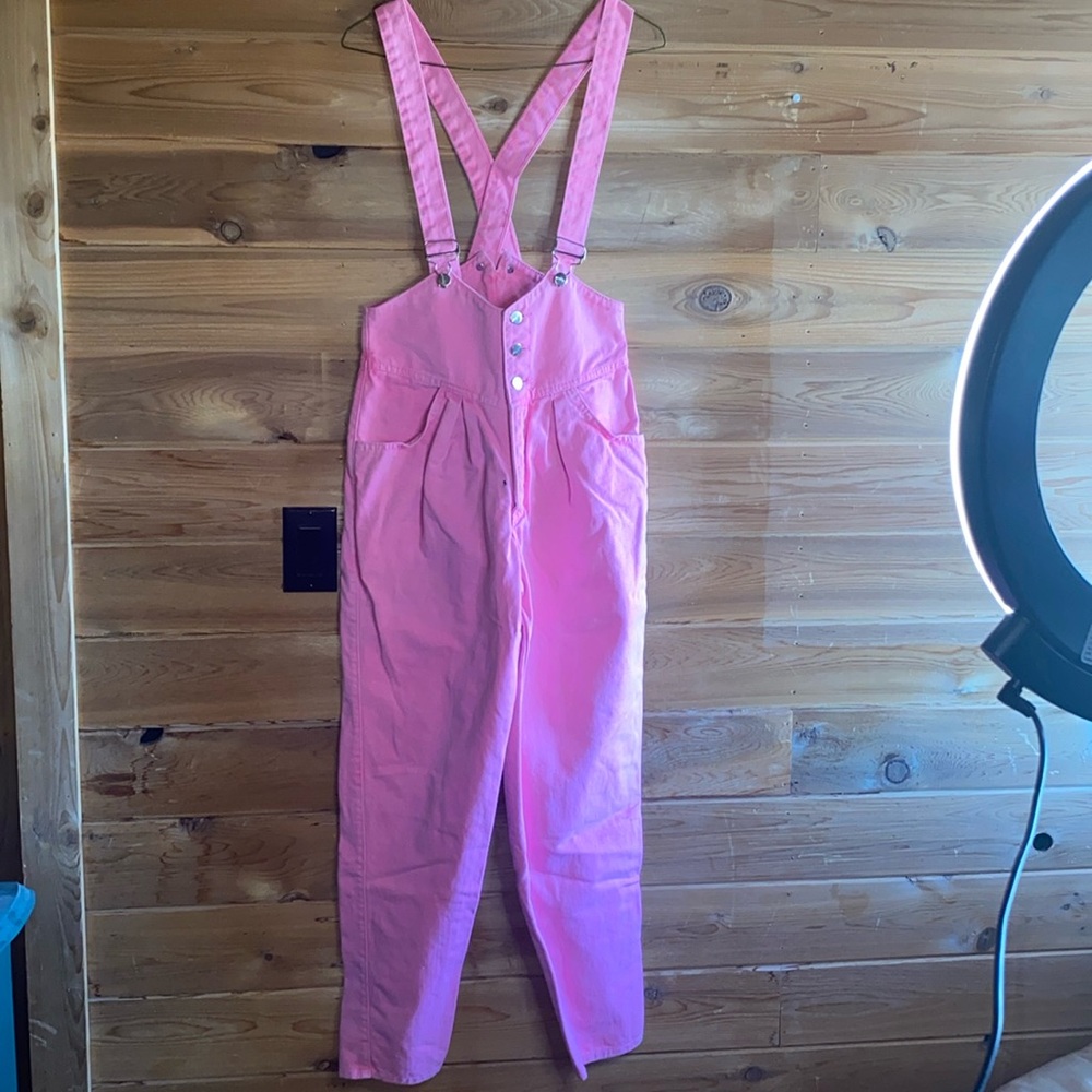 VINTAGE HOT PINK FANCY ASS DENIM OVERALLS